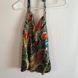 Colorful silk paisley halter top